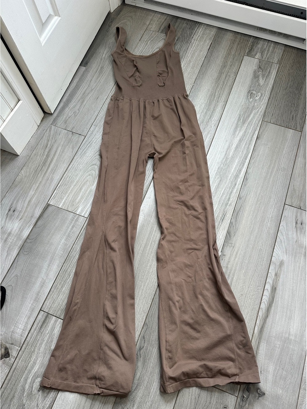 Free people Brown Wide Leg Sleeveless Jumpsuit with Tie Detail
